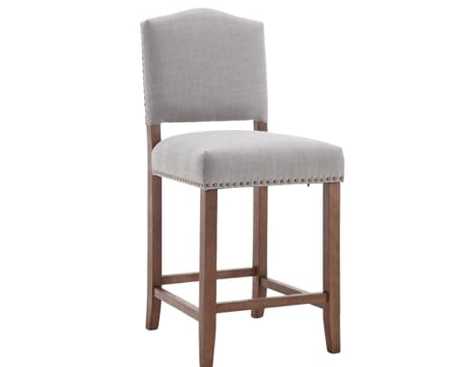 CIMOTA Linen Beige Rattan Farmhouse Bar Stool Set Mid Century Modern 26.5In