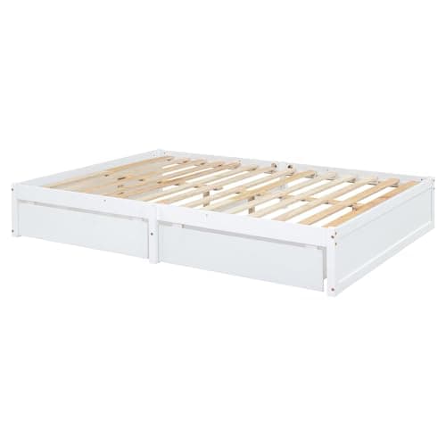 i-POOK Full Size White Wooden Daybed with Drawers & Fence Guardrails