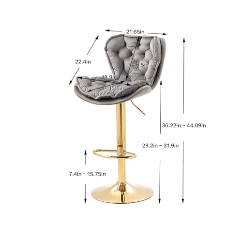 Velvet Bar Chairs Set of 2 with Retro Design
