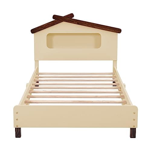 House-Shaped Twin Platform Bed with Motion Activated Night Lights