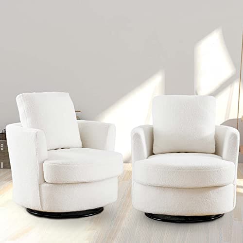 Set of 2 Modern Swivel Barrel Chairs for Nursery, Living Room, Bedroom - Light Blue