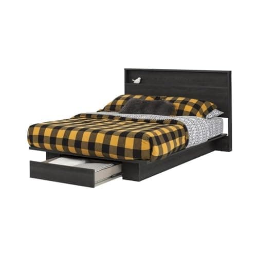 South Shore Gray Oak Full/Queen Holland Platform Bed with Drawer