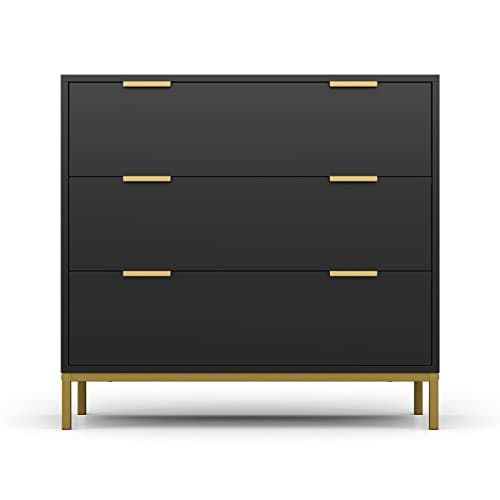 Anmytek Black 3-Drawer Dresser with Spacious Storage H0073