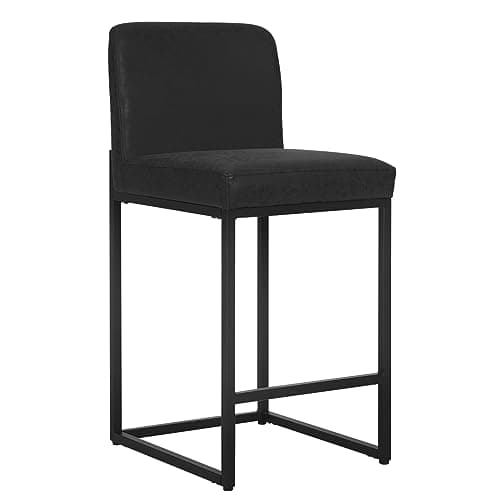 PHI VILLA Grey Counter Height Bar Stool Set of 4 PU Leather Back