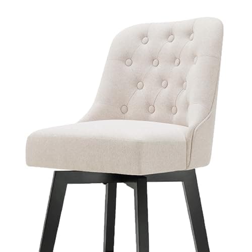 Beige Nailhead Trim Barstools 26" Swivel Kitchen Island Stools, Set of 4