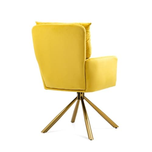 Yellow Velvet Swivel Accent Chair with High-Back and Metal Legs