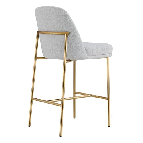 FSC Certified White Fabric Bar Stools, 27" Seat Height, Set of 2