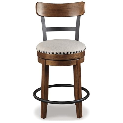 Signature Design by Ashley Valebeck Brown Rustic Farmhouse Counter Height Swivel Bar Stool