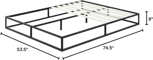 Olee Sleep Black Full Size Modern Metal Platform Bed Frame