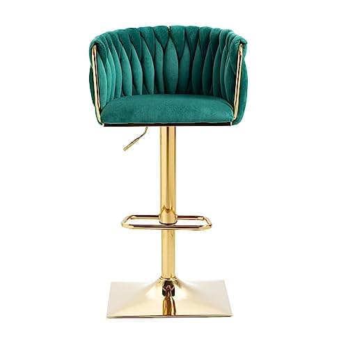 Emerald Velvet Swivel Barstools Set of 2 - Height Adjustable Counter Stools for Kitchen Island Pub
