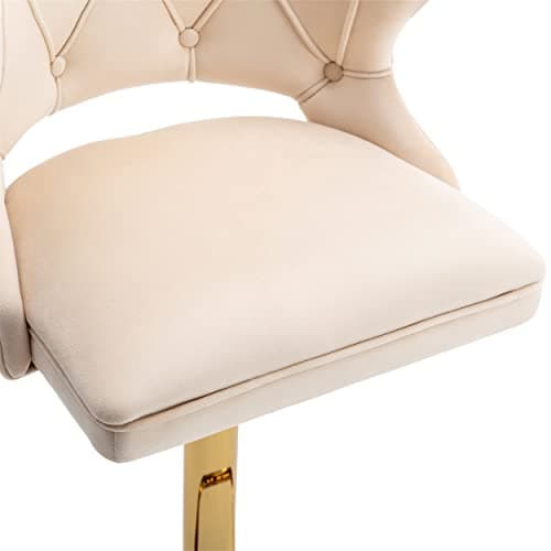 Adjustable Velvet Swivel Bar Stools Set of 2, Beige