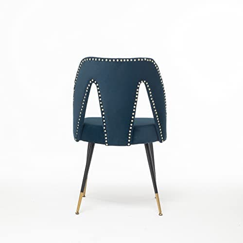 Modern Velvet Bar Stools Set with Gold Black Legs, Blue, Set of 2