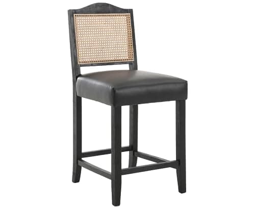 CIMOTA Linen Beige Rattan Farmhouse Bar Stool Set Mid Century Modern 26.5In