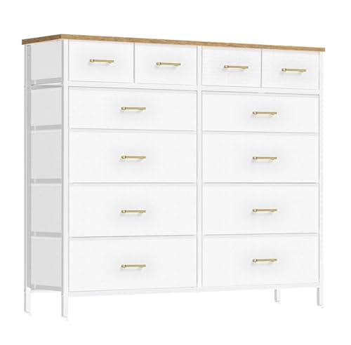 Black Tall Fabric Drawer Dresser with 12 Deep Drawers for Bedroom, Closet, and More