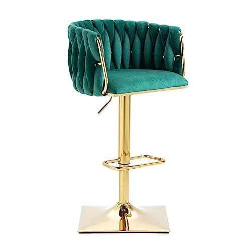 Emerald Velvet Swivel Barstools Set of 2 - Height Adjustable Counter Stools for Kitchen Island Pub