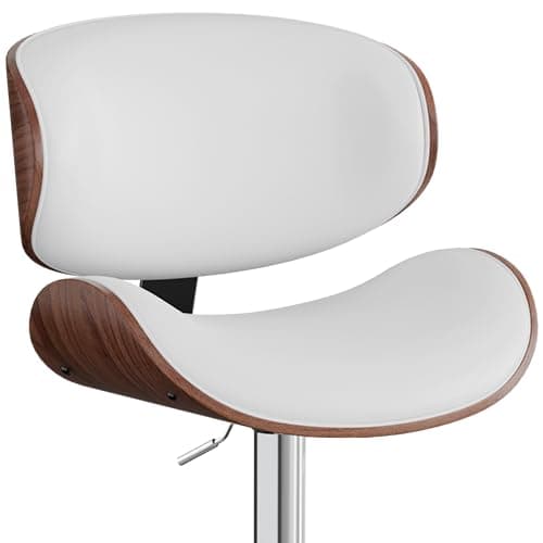 Mid-Century Modern Black PU Leather Bar Stool Set of 4 with Back
