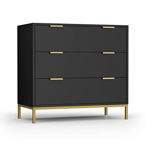 Anmytek Black 3-Drawer Dresser with Spacious Storage H0073