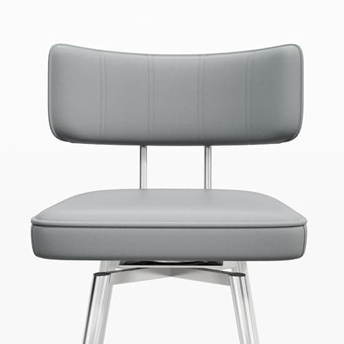 26 Inch White Leather Counter Swivel Stools with Back, Kitchen Bar Chairs Set of 2