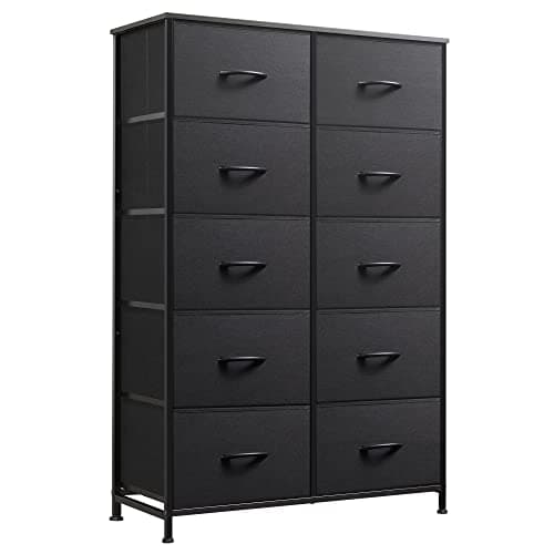 WLIVE Tall Black Dresser with 10 Drawers, Storage Organizer for Bedroom, Closet, and Hallway