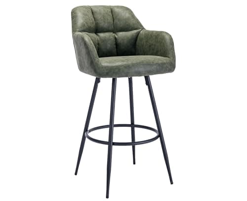 EALSON Modern Swivel Bar Stools Set of 2 Brown Leather