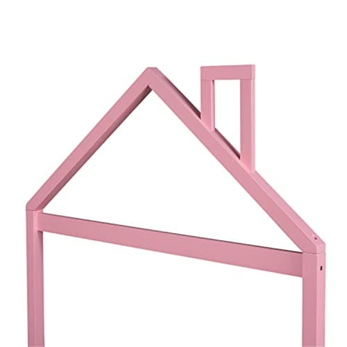 i-POOK Montessori Full Size Wooden Platform Bed with Pink House-Shaped Headboard