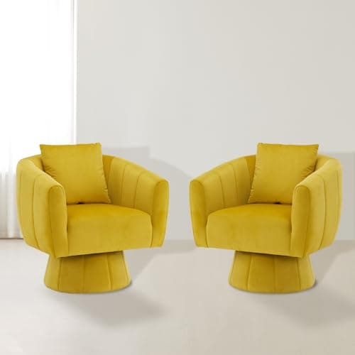 360° Swivel Velvet Barrel Chair, Fluffy Cushioned, Comfortable Home Accent