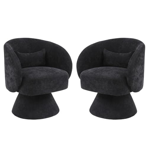 KIVENJAJA Sherpa Teddy 360° Swivel Armchair, White Pillowed Boucle Living Room Chair