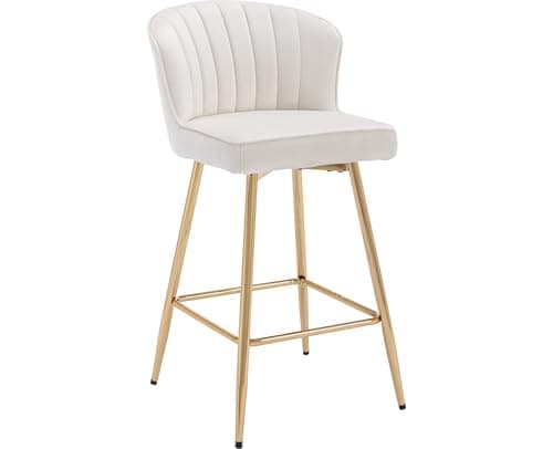 EALSON Green Counter Height Bar Stools Set of 2 Modern Leather Backbar Chairs