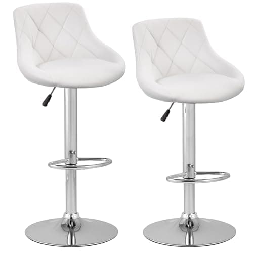 PayLessHere Modern Black Bar Stools, Set of 2, PU Leather, Height Adjustable