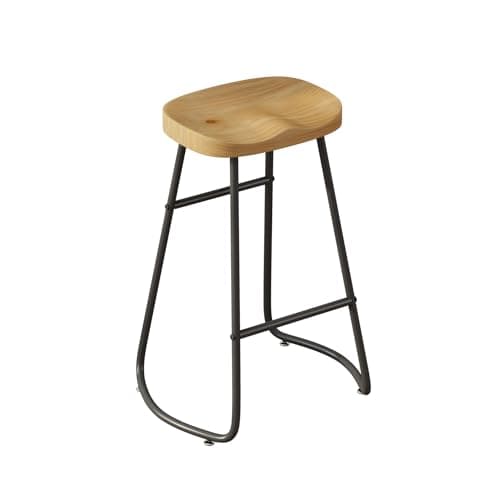 Wood Seat Bar Stools Set of 2 for Kitchen and Coffee Shop