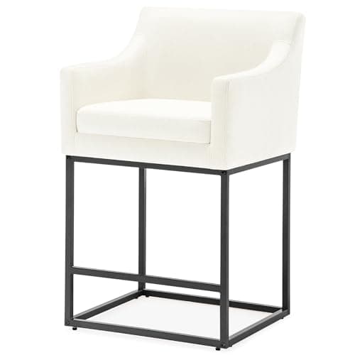 Modern 26" Counter Height Bar Stools, Linen Back, Gold Metal, Set of 3