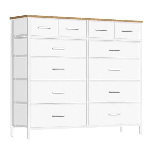Black Tall Fabric Drawer Dresser with 12 Deep Drawers for Bedroom, Closet, and More