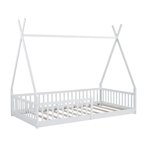 Bellemave Twin Size Floor Bed with Guardrail for Kids