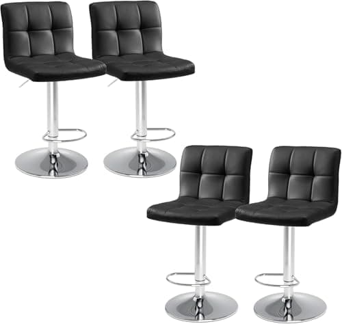 4 Pack PU Leather Swivel Bar Stools, Kitchen Counter Height, Armless Hydraulic Backrest
