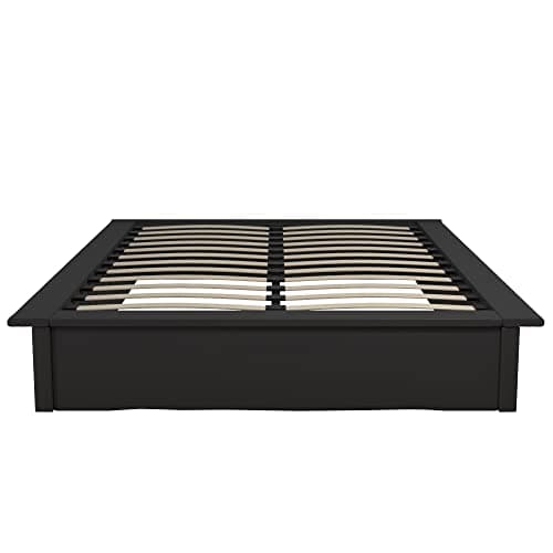DHP Maven Queen Bed, 11-Inch Height, Black Faux Leather, No Box Spring Needed