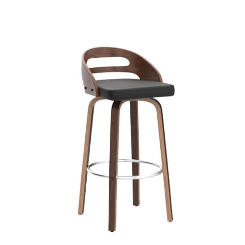 Set of 2 Swivel Bar Stools with Low Back and Cushion Seat (Black, 26 Counter Height)