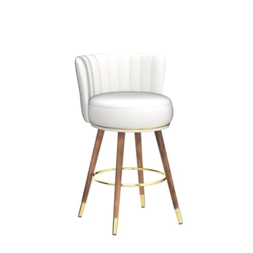 4-Piece Swivel Bar Stool Set, White with Footrest, Kitchen Chairs