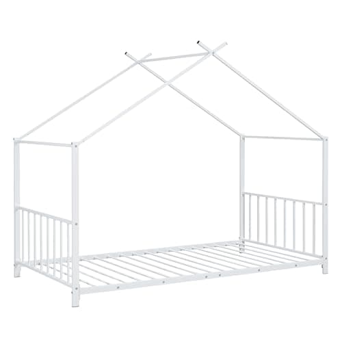 Twin Size Montessori Floor Bed with High Headboard (White)
