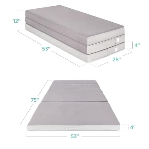 Best Choice 4in Portable Full-Size Tri-Fold Camping Mattress - Grey