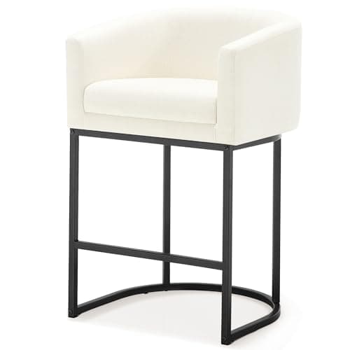 Modern 26" Counter Height Bar Stools, Linen Back, Gold Metal, Set of 3