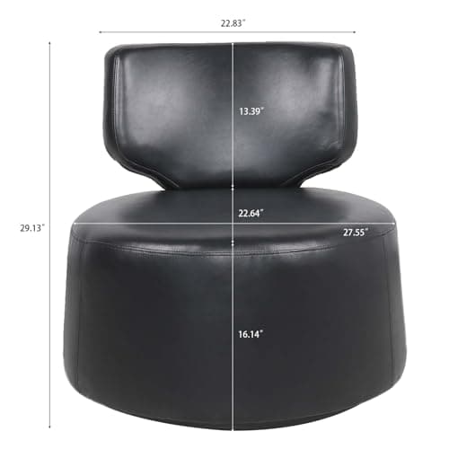 i-POOK PU Leather Swivel Accent Chair with Metal Base - Black
