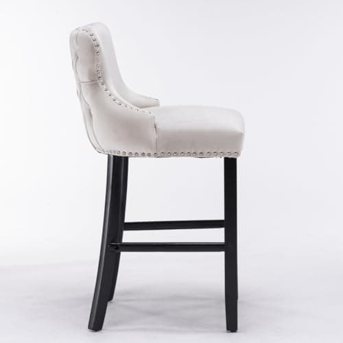 Velvet Upholstered Bar Stools Set of 4 with Wooden Legs and Wing-Back Design