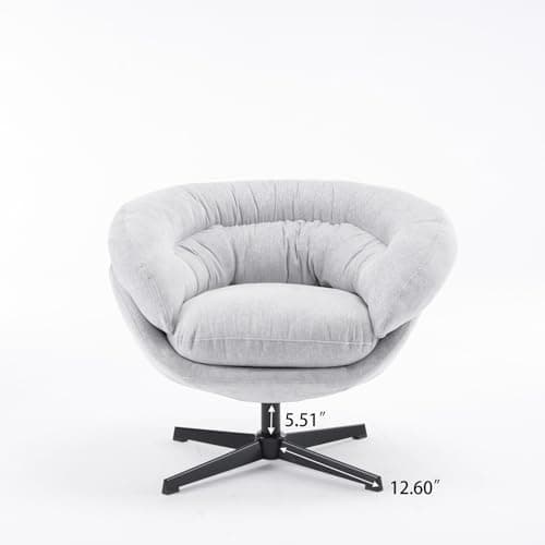360 Degree Swivel Chenille Upholstered Accent Chair, Gray Metal Base Office Chair