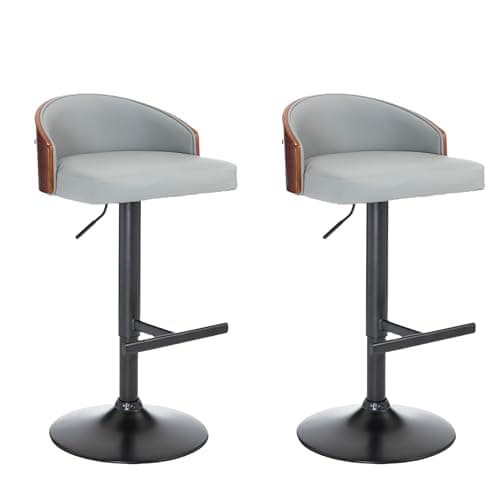 2pcs Swivel Bar Stools, Scratch-Resistant Faux Leather, Black, Kitchen & Dining Room