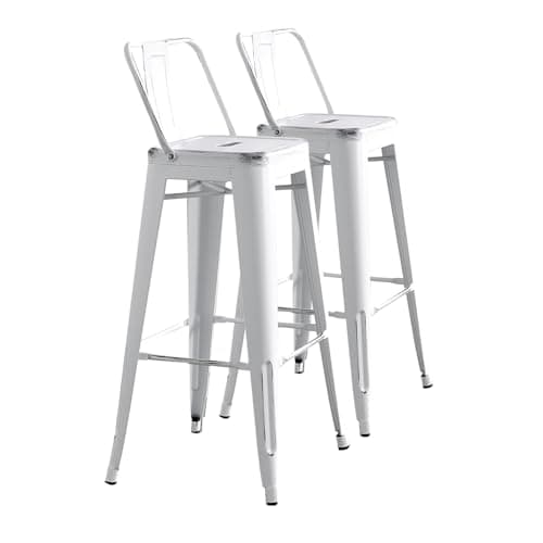 AC Pacific Rustic Country Metal Barstool Set of 2, 30" Seat, Distressed Black