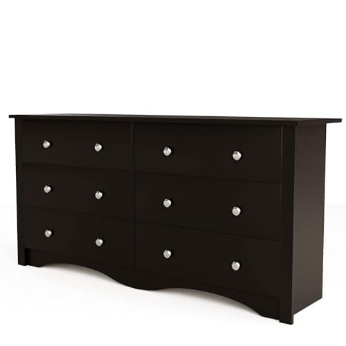 6 Drawer Wood Dresser for Bedroom and Living Room (Black)