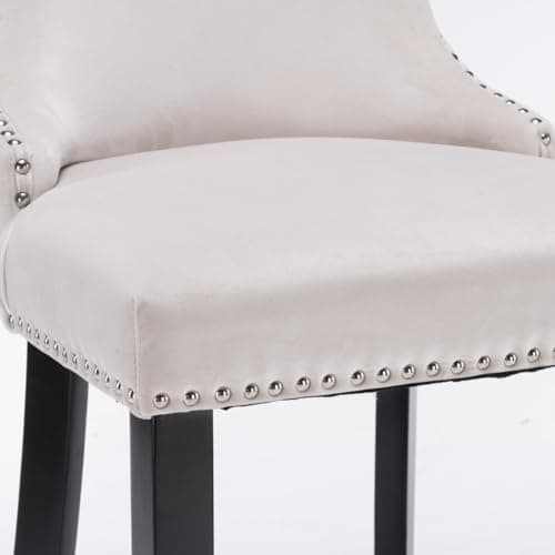 Velvet Upholstered Bar Stools Set of 4 with Wooden Legs and Wing-Back Design