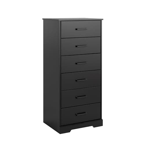 Astrid Tall Black Dresser: 6-Drawer Chest for Bedroom