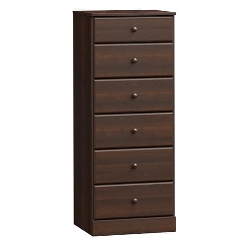 Astrid Tall Black Dresser: 6-Drawer Chest for Bedroom