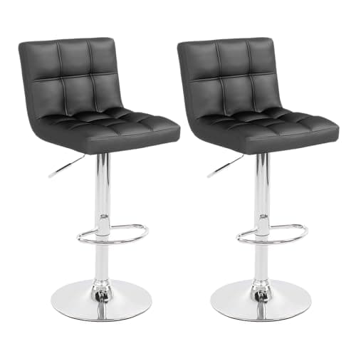 Set of 4 Modern PU Leather Bar Stools for Kitchen/Island, Black